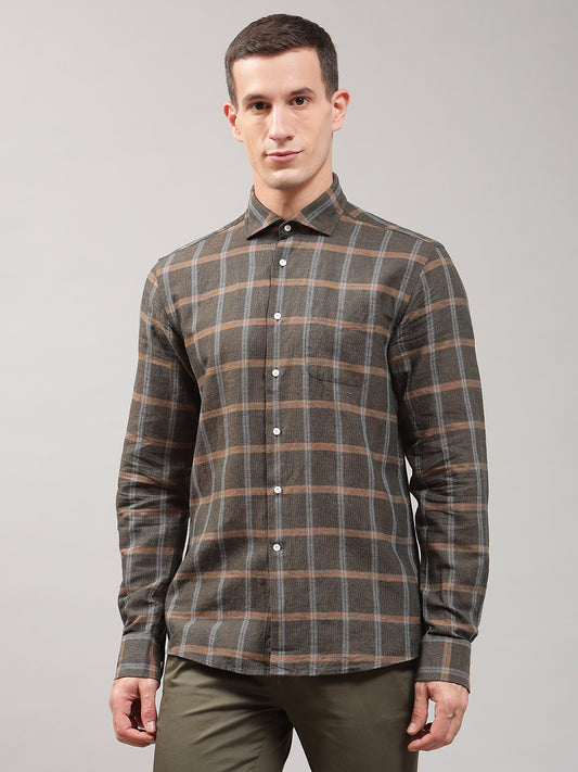 Bruun & Stengade Men Checks Cutaway Collar Shirt