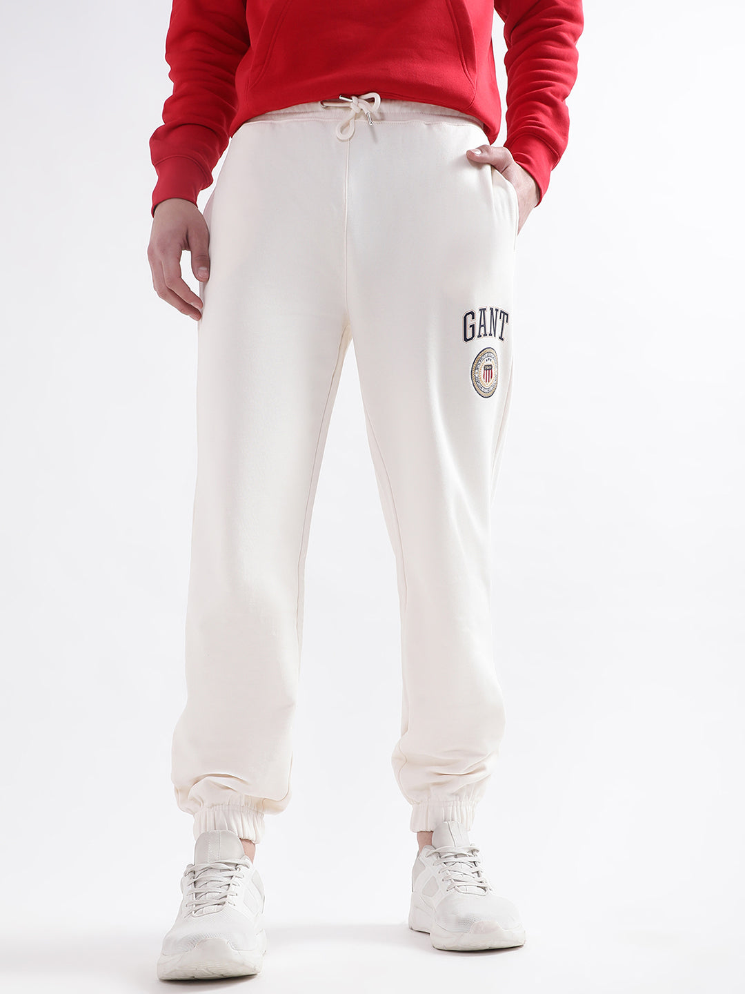 Gant Women Brand Logo Printed Relaxed-Fit Cotton Joggers