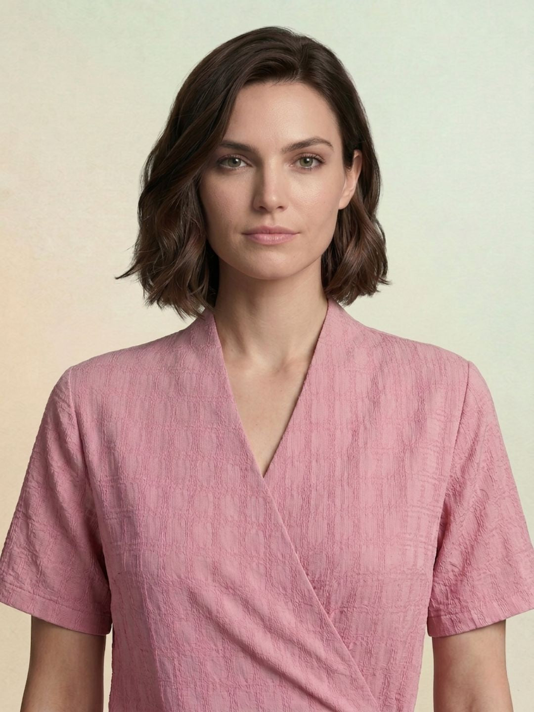 Iconic Pink Checked Stretchable Slim Fit Dress