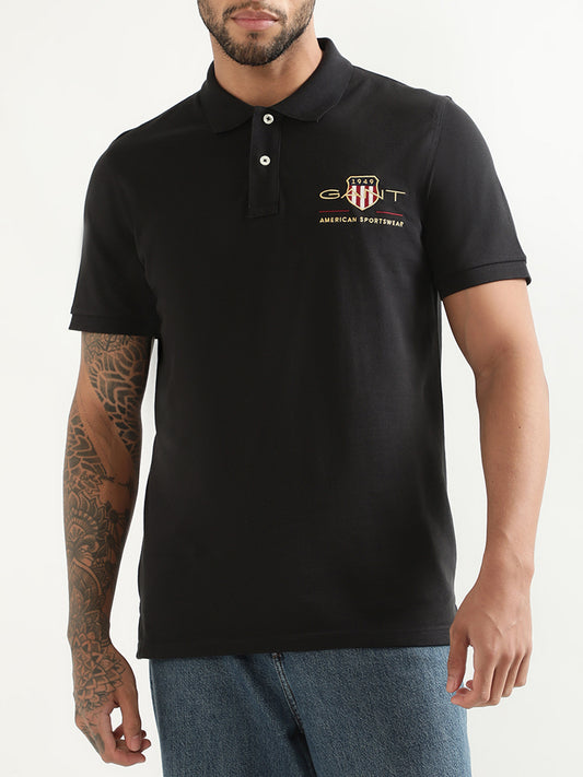 Gant Black Logo Regular Fit Polo T-Shirt