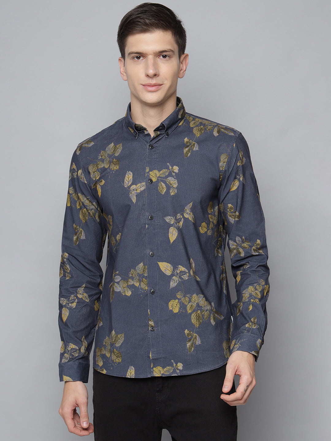 Lindbergh Men Blue Printed Button-Down Collar Shirt