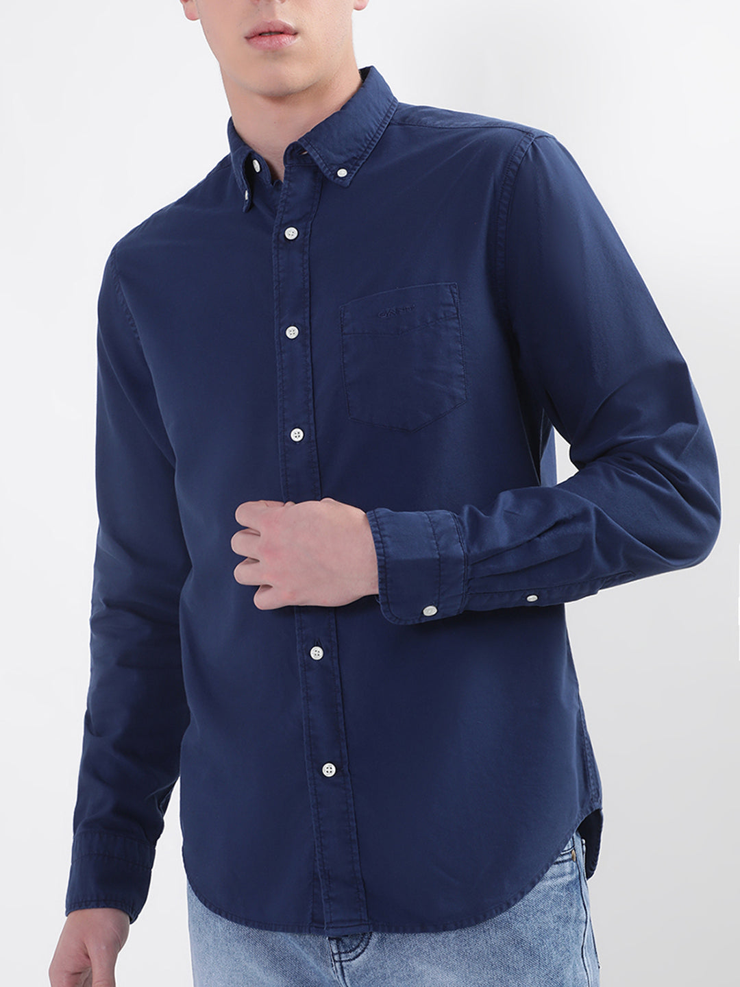 Gant Blue Untucked Oxford Sunfaded Regular Fit Shirt