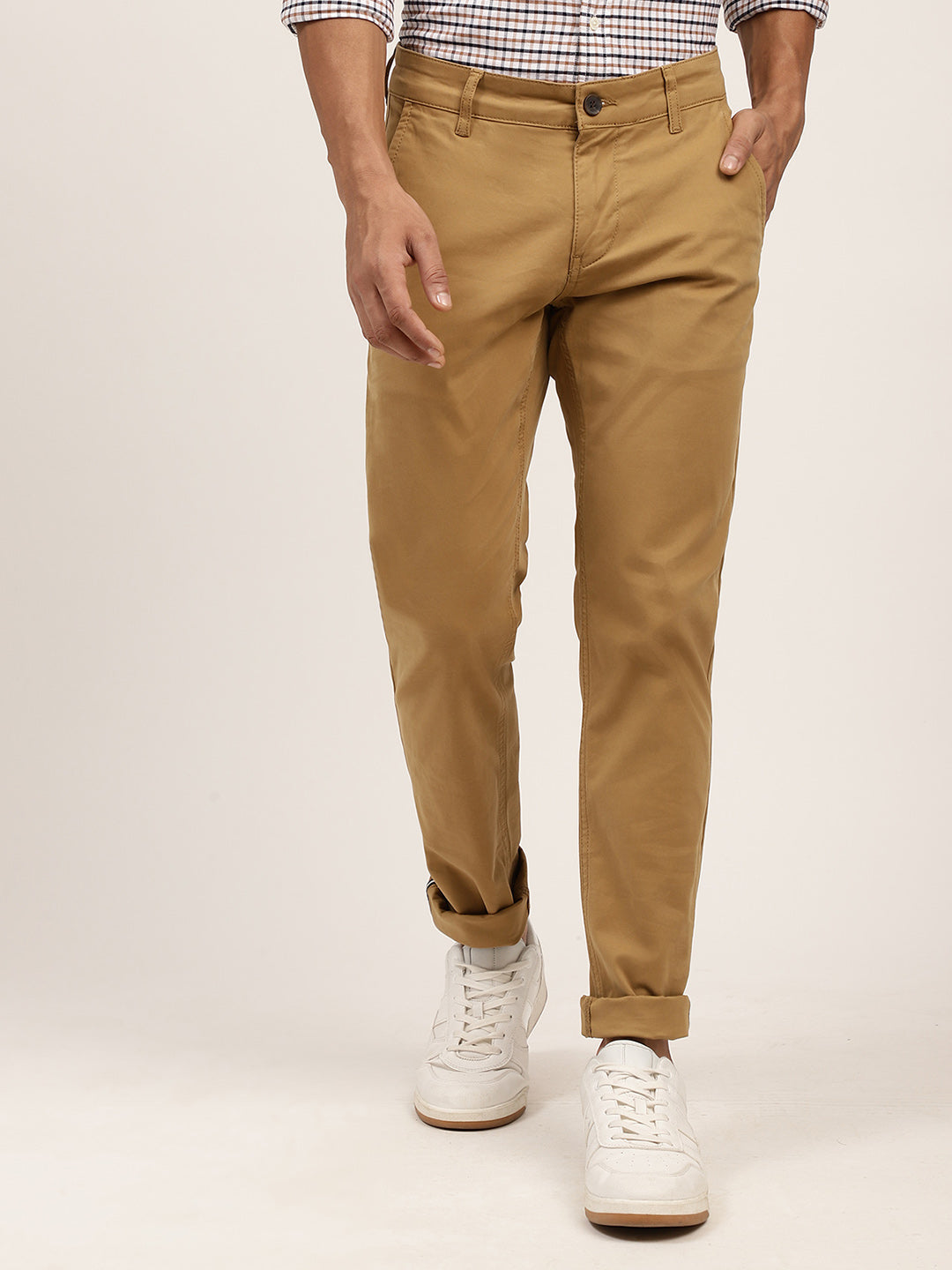 Lindbergh Men Brown Solid Slim Fit Trouser