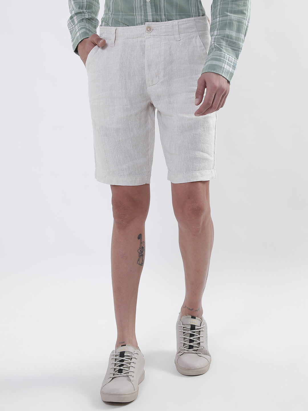 Bruun & Stengade Men Beige Solid Regular Fit Shorts