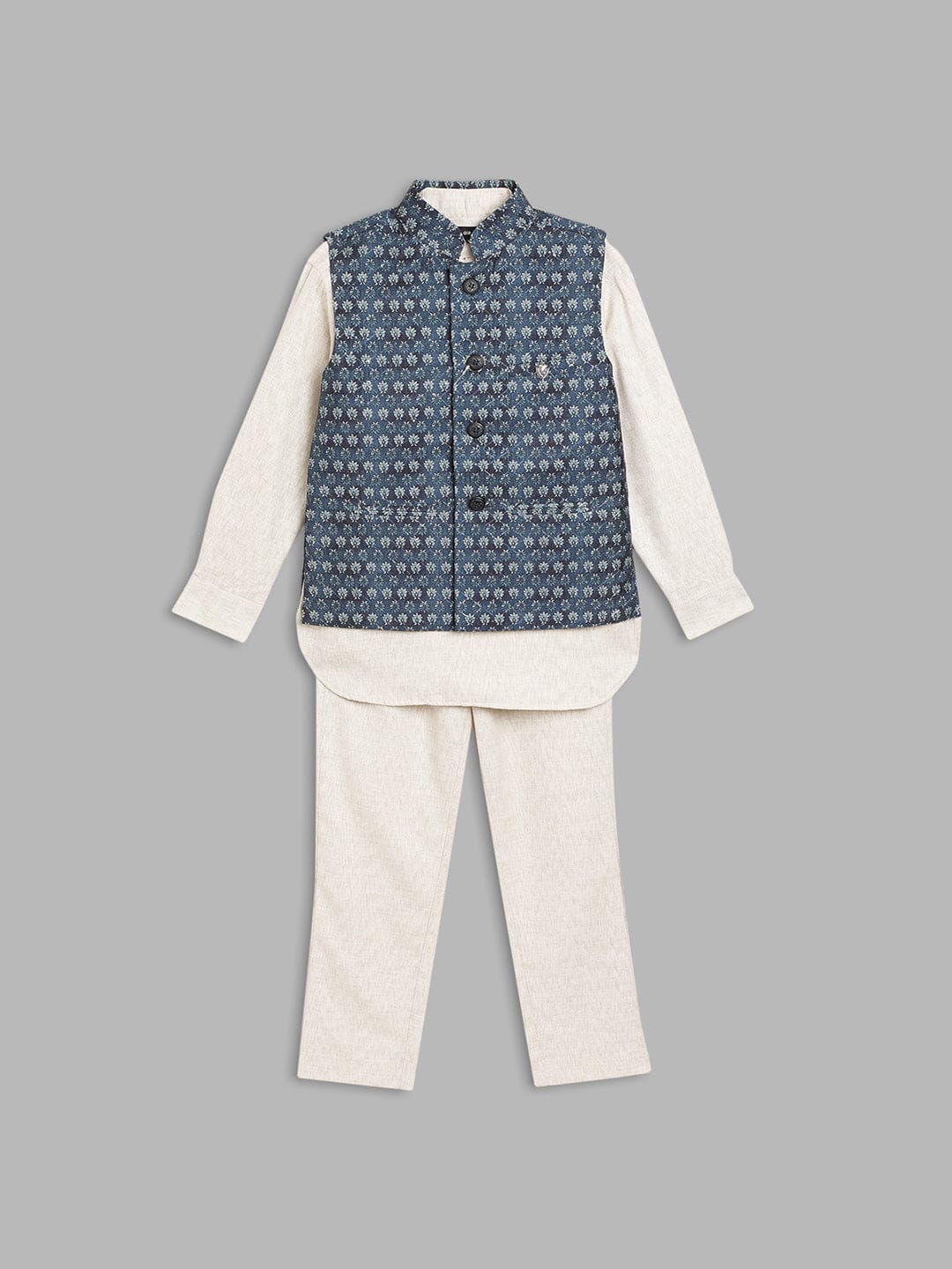 Blue Giraffe Boys Mandarin Collar Bandi Set