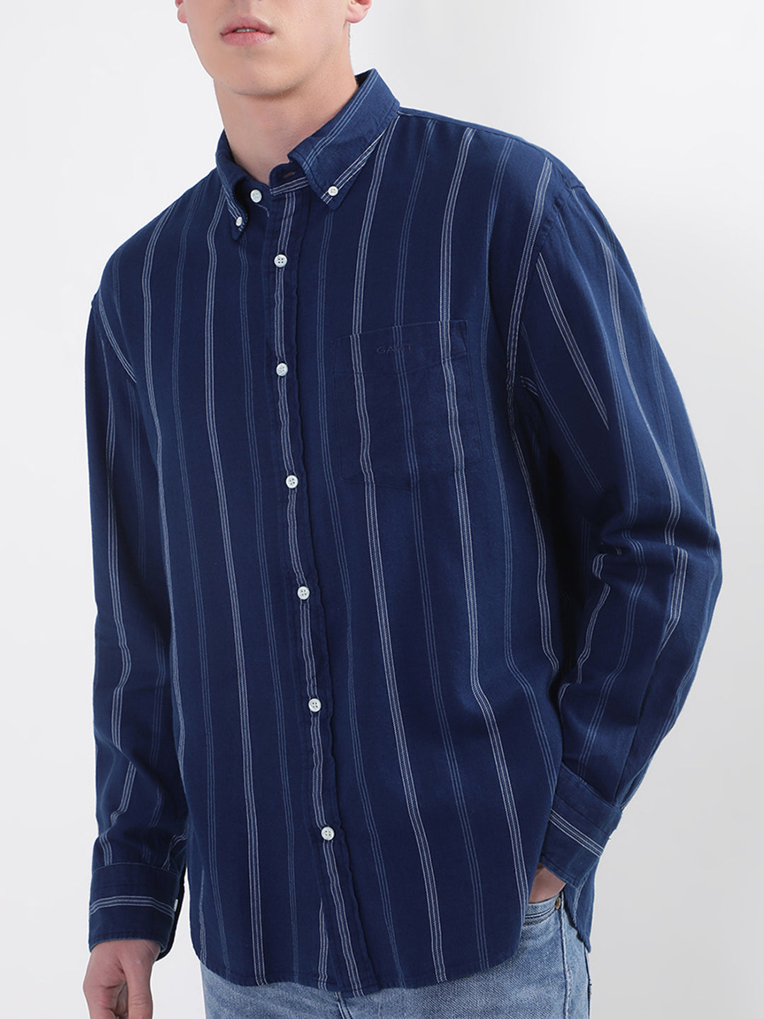 Gant Blue Striped Relaxed Fit Shirt