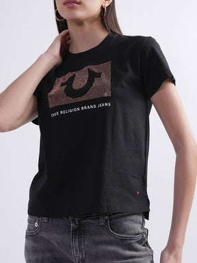True Religion Black Logo Regular Fit T-Shirt