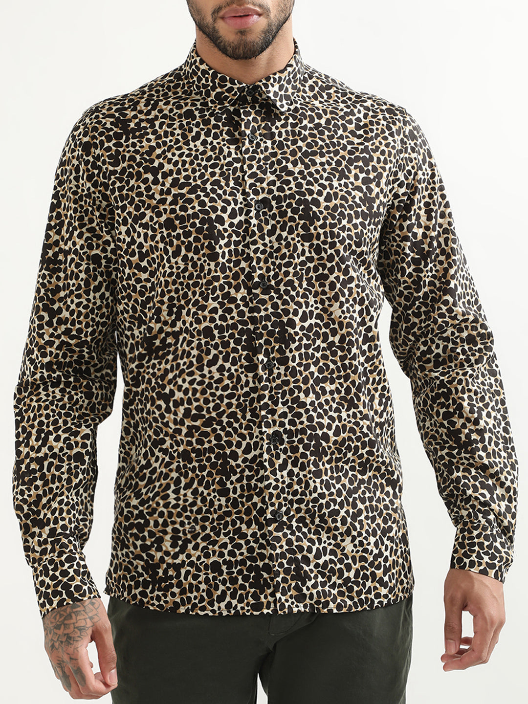 Antony Morato Animal Printed Spread Collar Cotton Casual Shirt