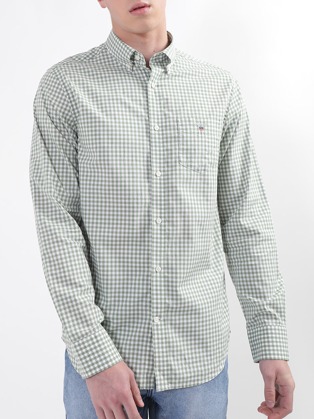 Gant Classic Broadcloth Gingham Checks Checked Button Down Collar Cotton Casual Shirt