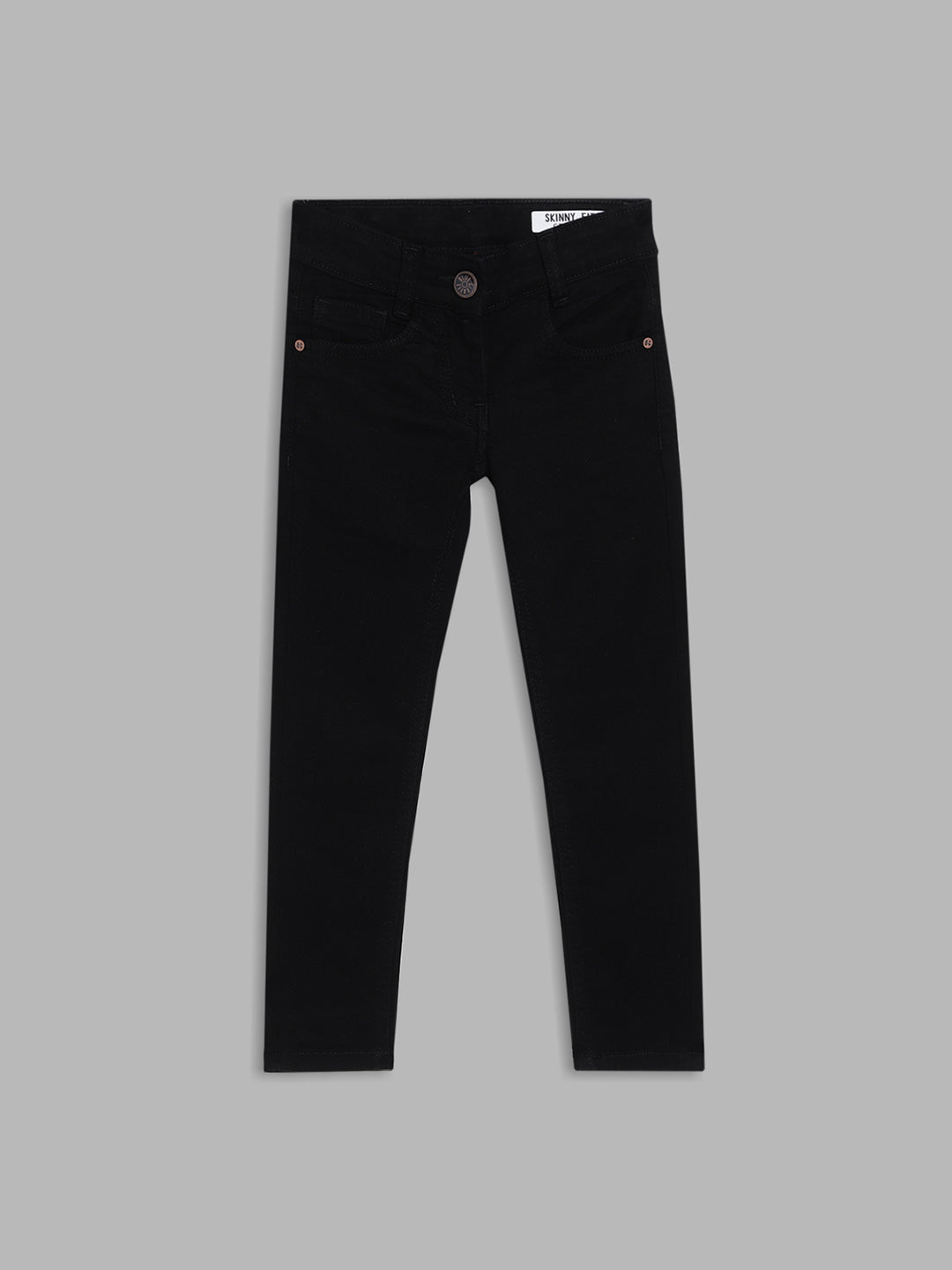 Blue Giraffe Girls Black Solid Fitted Jeans