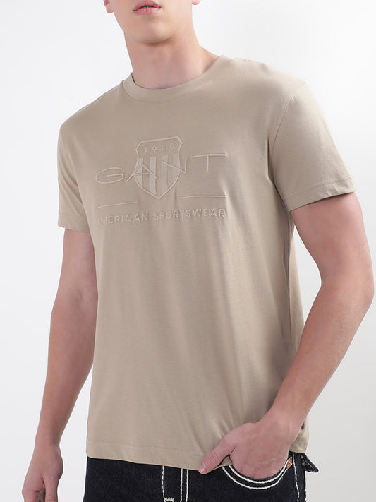 Gant Beige Tonal Archive Shield Logo Regular Fit T-Shirt