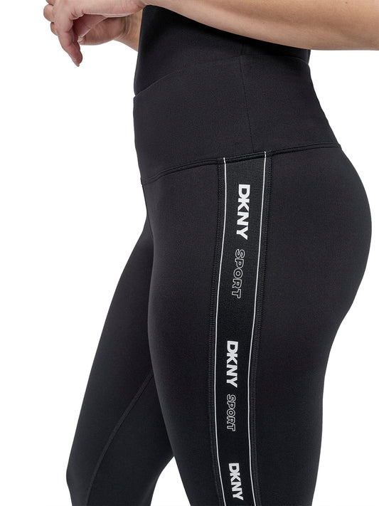 DKNY Womens Black Logo High Rise Legging
