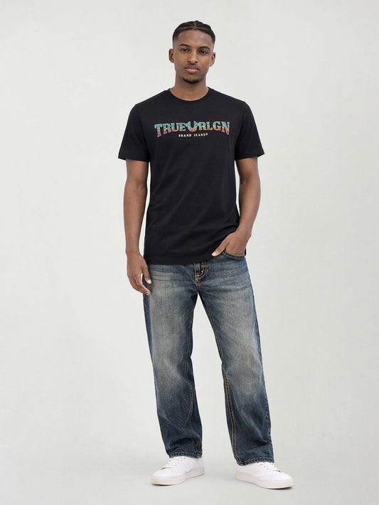 True Religion Men Black Solid Regular Fit T-Shirt