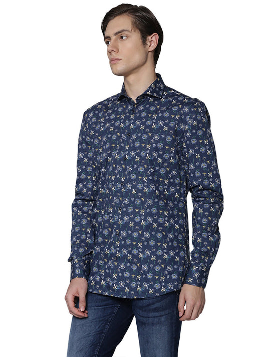 Bruun & Stengade Men Blue Printed Collar Shirt