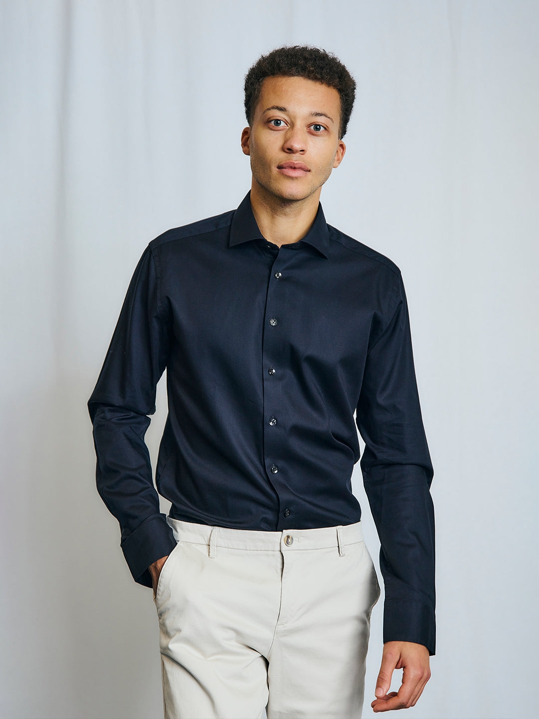 Bruun & Stengade Men Black Solid Collar Shirt