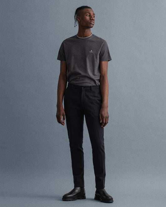 Gant Men Black Solid Regular Fit Trouser