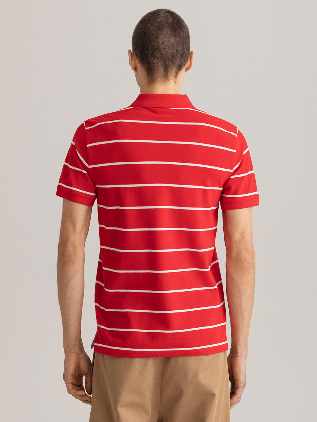 Gant Red Striped Regular Fit Polo T-Shirt