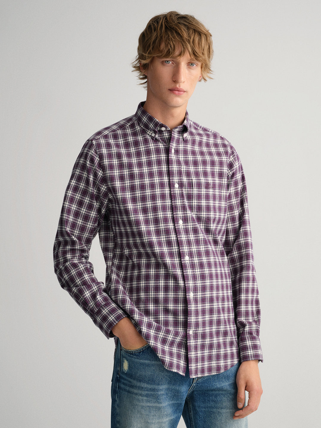 Gant Purple Checked Regular Fit Shirt