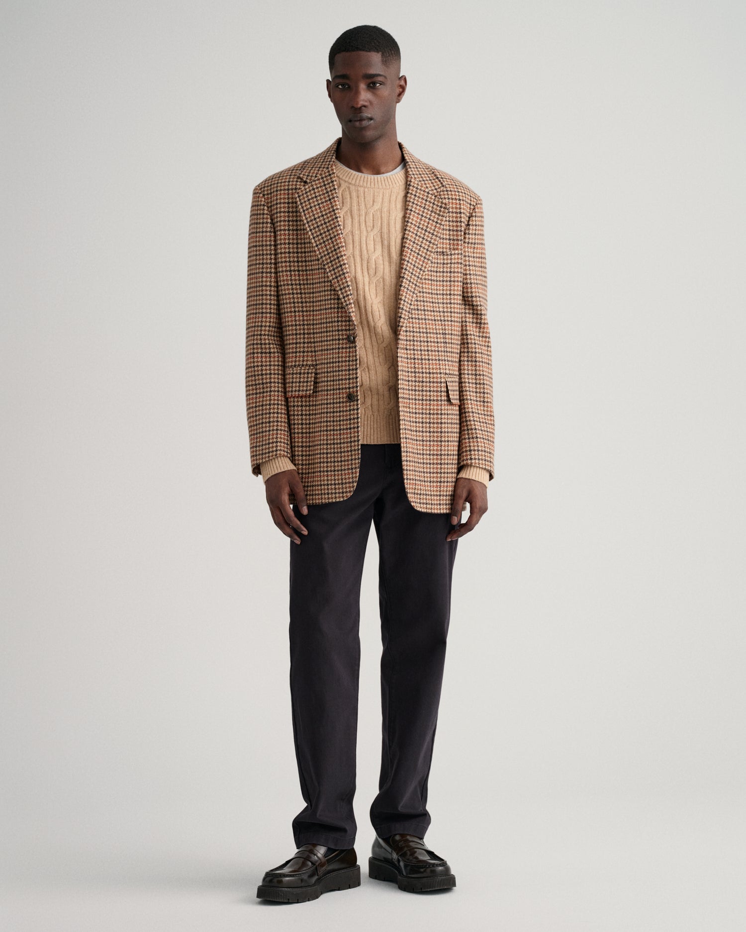 Gant Men Beige Solid Round Neck Sweater