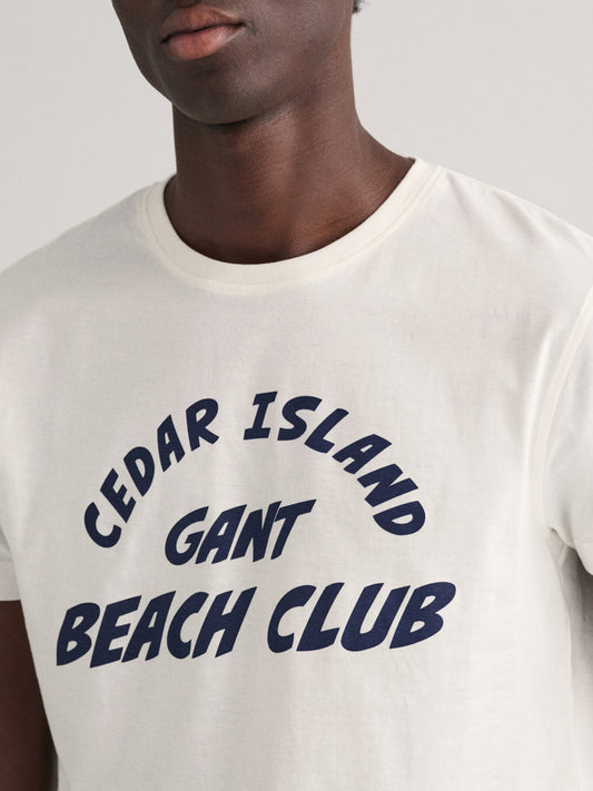 Gant White Printeded Regular Fit T-Shirt