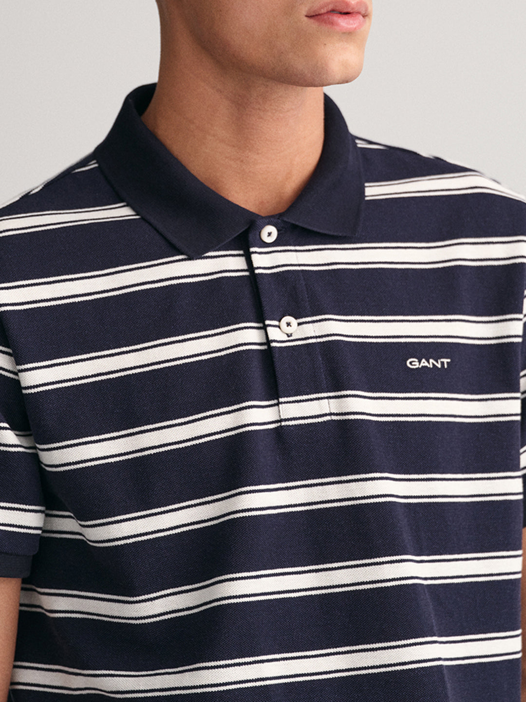 Gant Blue Striped Regular Fit Polo T-Shirt