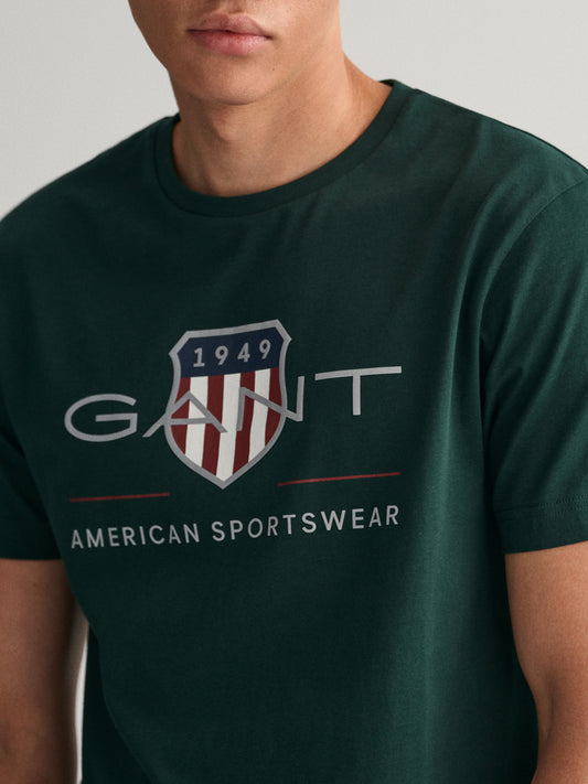 Gant Tartan Green Logo Regular Fit T-Shirt