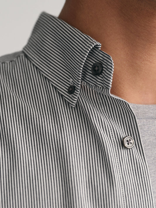 Gant Men Black Striped Button-down Collar Full Sleeves Shirt
