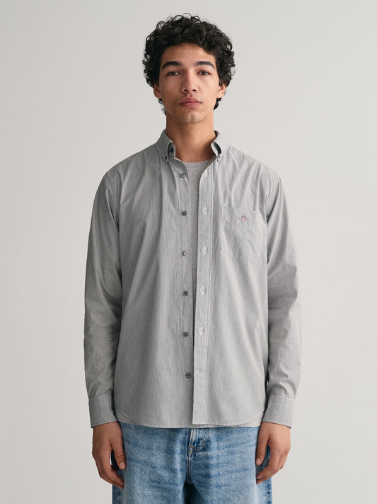 Gant Men Black Striped Button-down Collar Full Sleeves Shirt