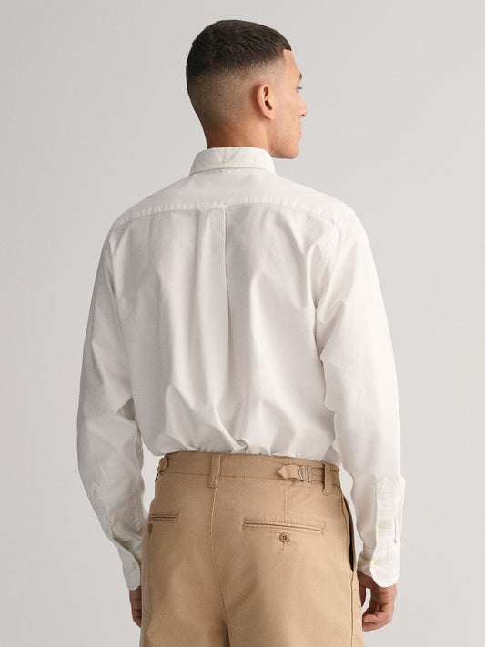 Gant Men White Solid Button-Down Collar Full Sleeves Shirt