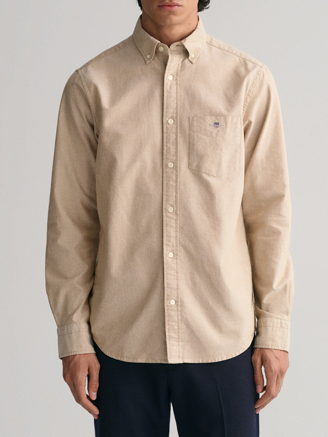 Gant Men Brown Solid Collar Shirt