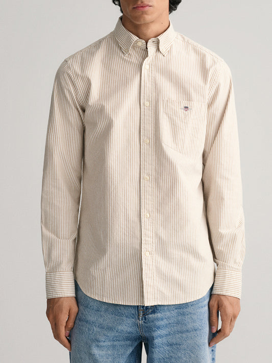 Gant Brown Striped Regular Fit Shirt