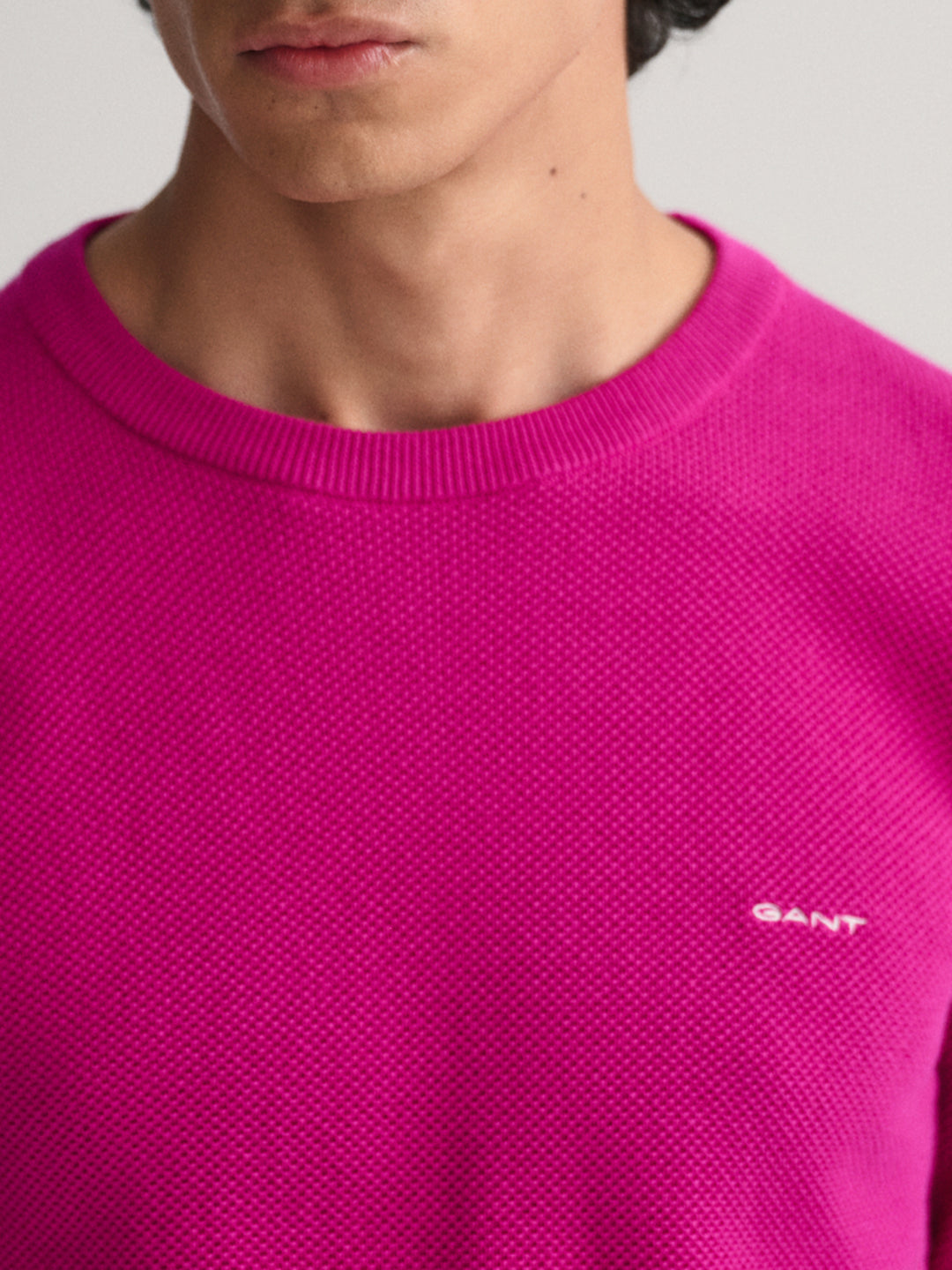 Gant Men Solid Round Neck Full Sleeves Sweater