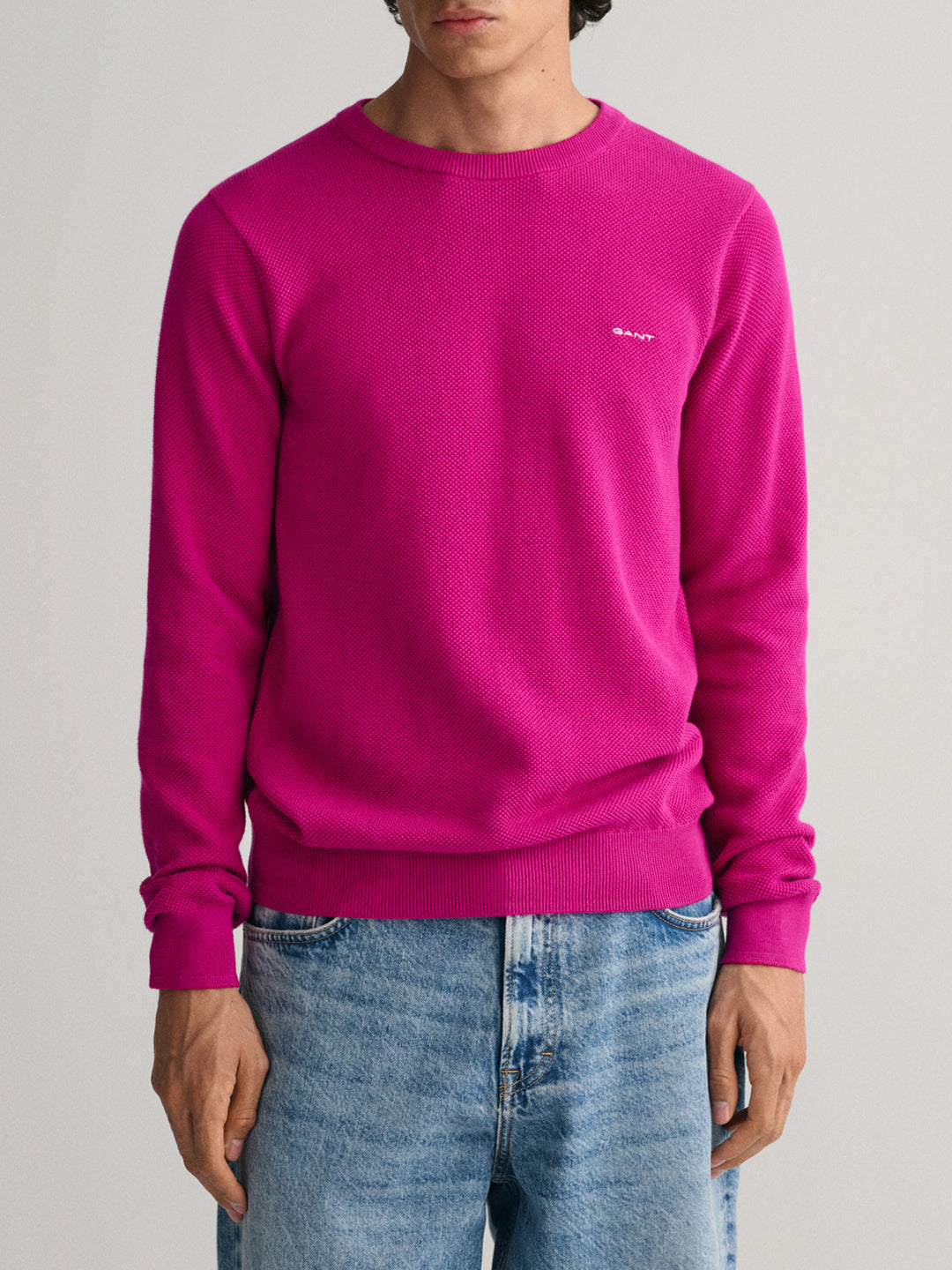 Gant Men Solid Round Neck Full Sleeves Sweater