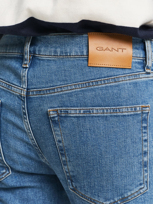 Gant Men Blue Slim Fit Solid Jeans