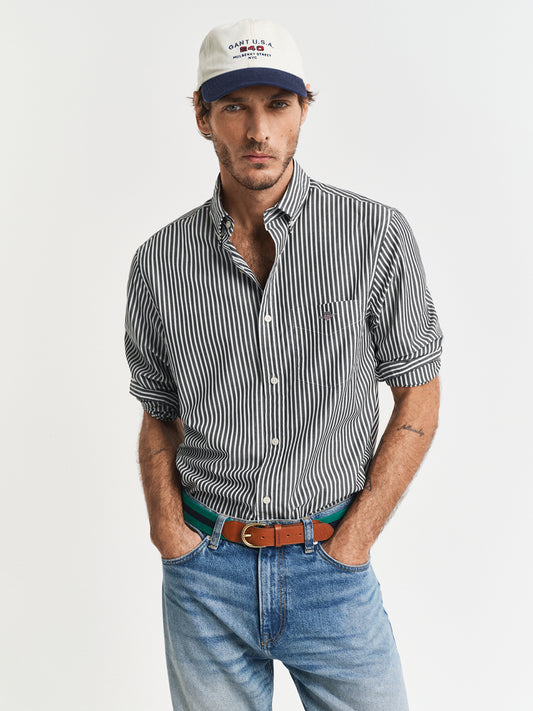 Gant Men Black Striped Collar Shirt