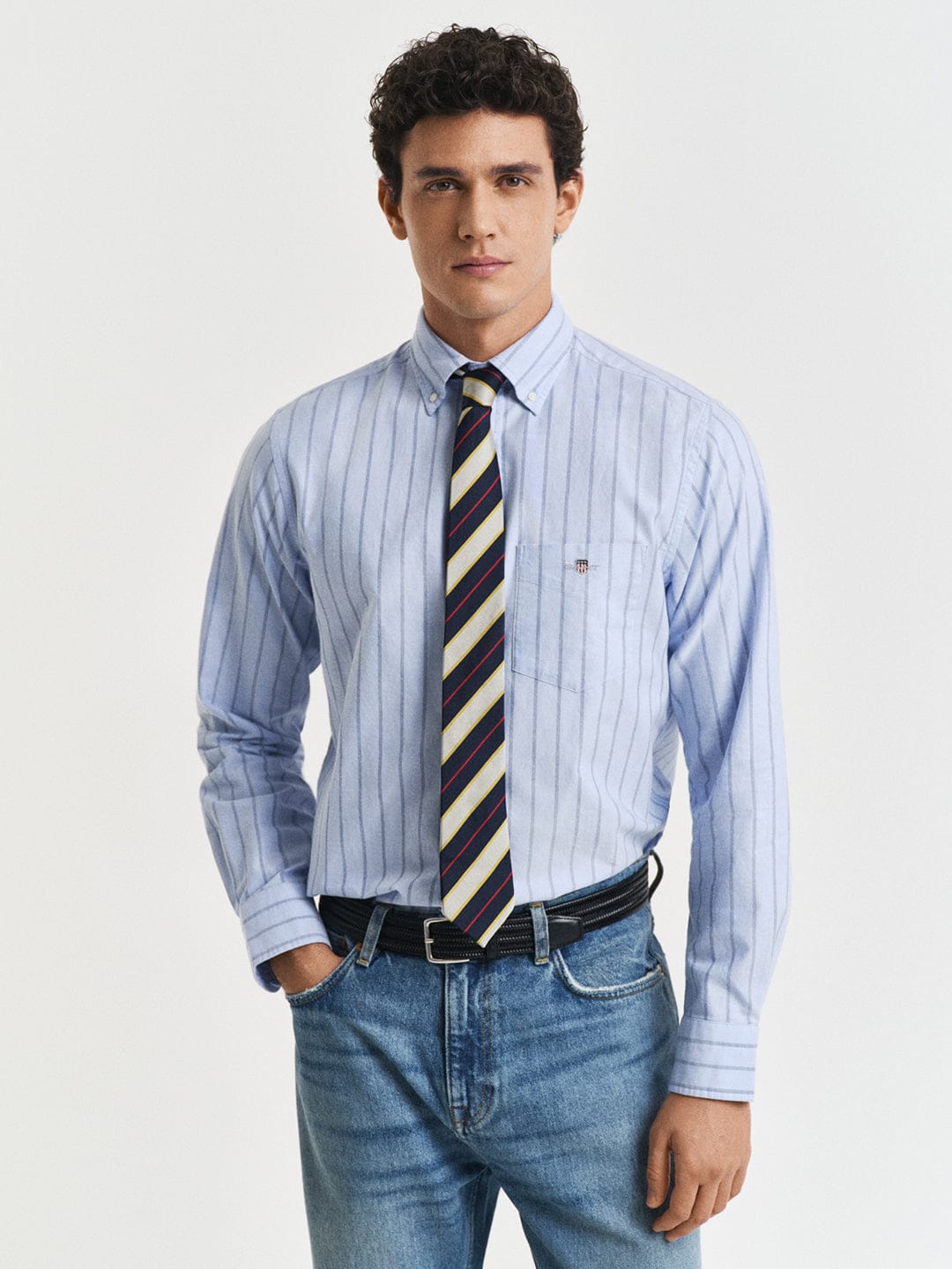 Gant Men Blue Striped Collar Shirt