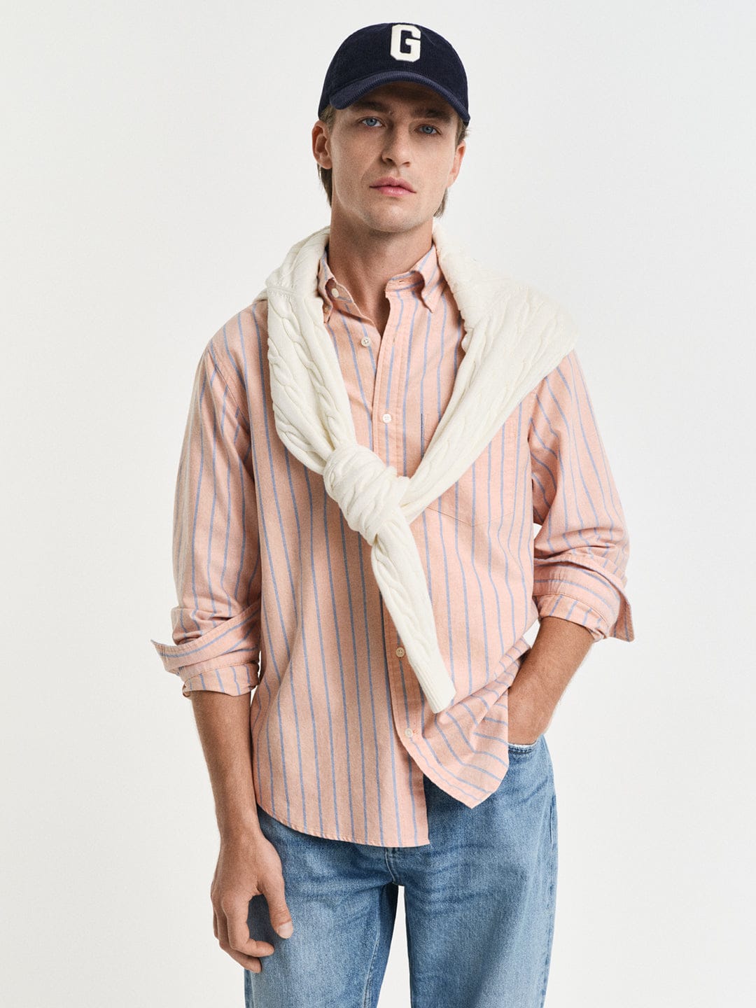 Gant Men Orange Striped Collar Shirt