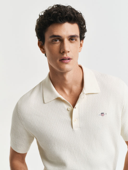 Gant Men Cream Solid Polo Tshirt