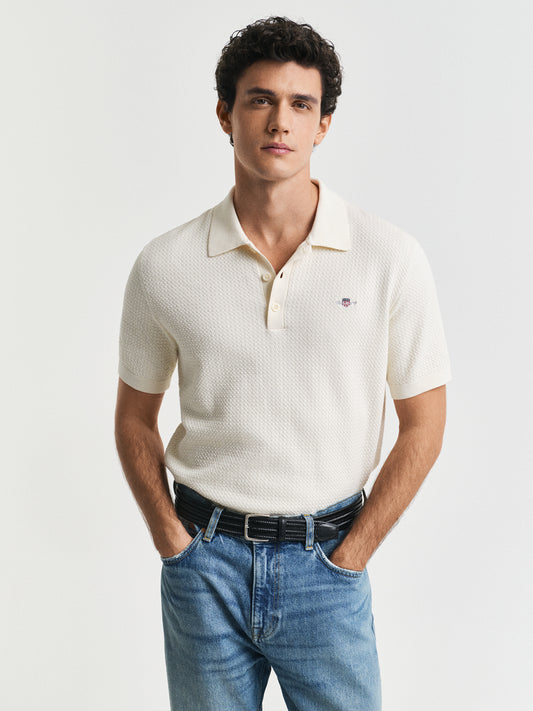 Gant Men Cream Solid Polo Tshirt
