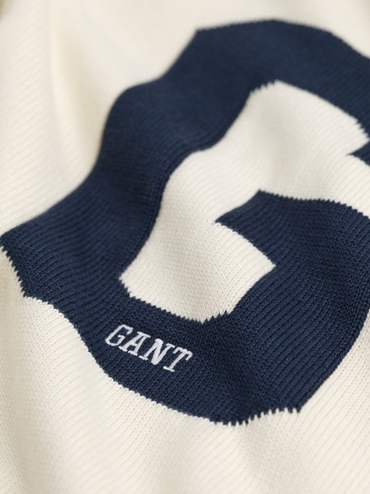 Gant Boys Cream Solid Round Neck Sweater