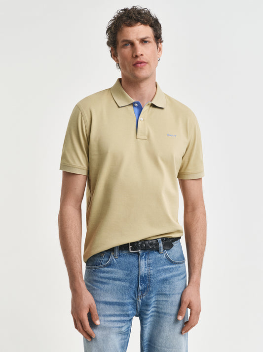 Gant Men Beige Solid Polo Tshirt