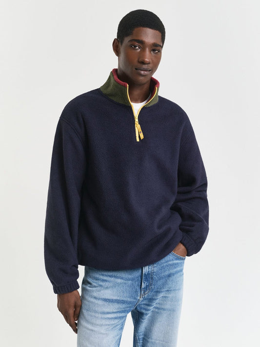 Gant Men Blue Solid Collar Sweatshirt