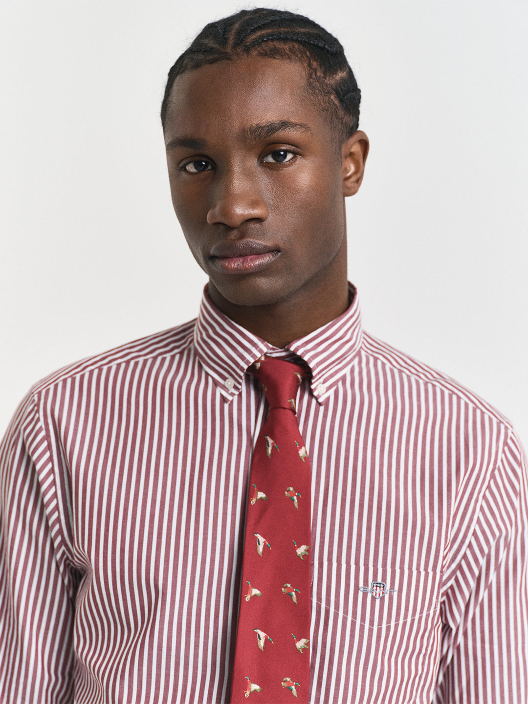 Gant Men Red Striped Collar Shirt