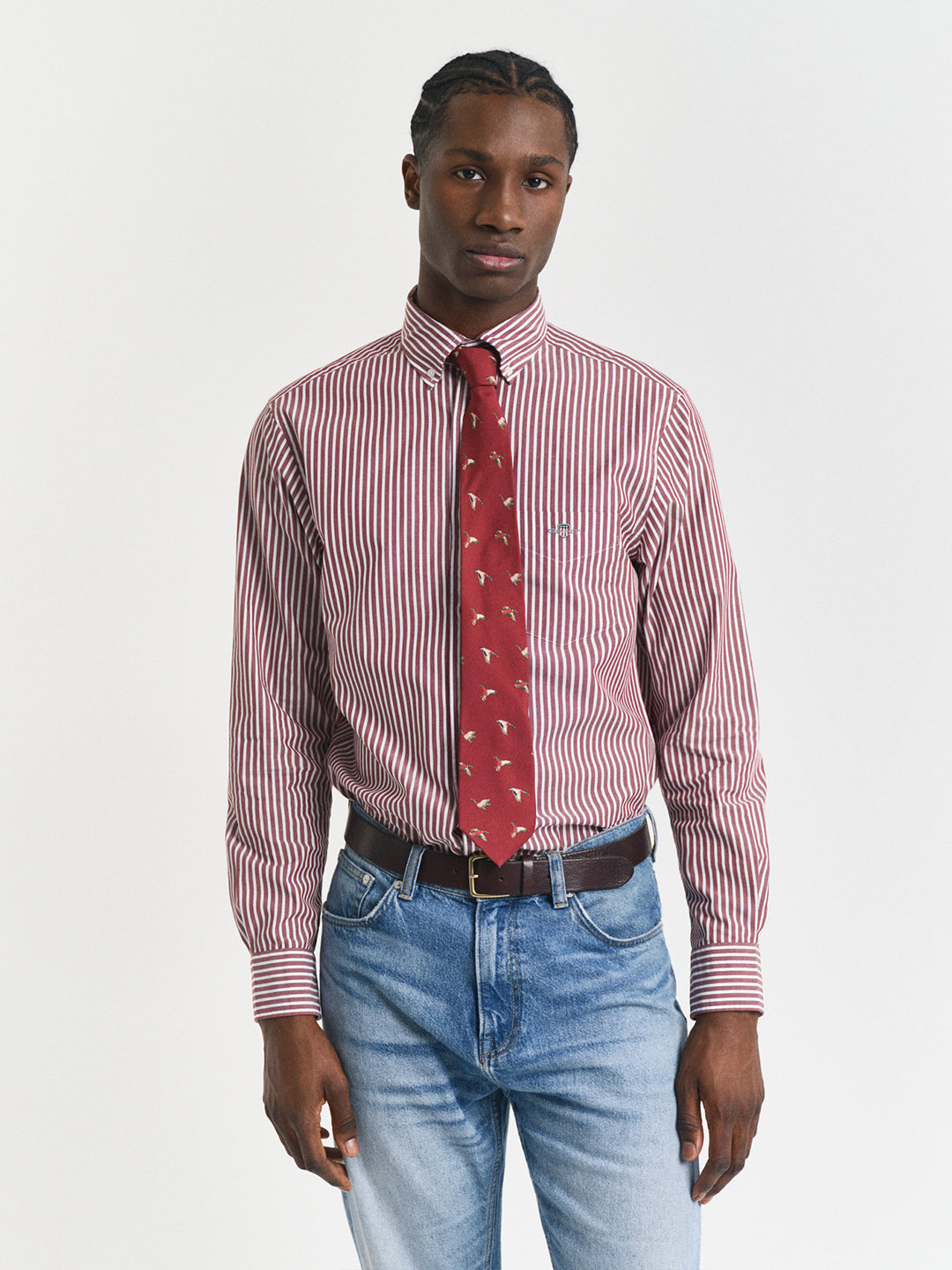 Gant Men Red Striped Collar Shirt