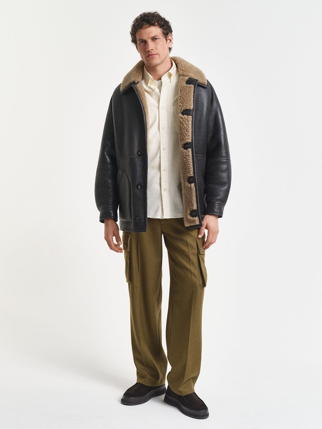 Gant Men Cream Solid Collar Shirt