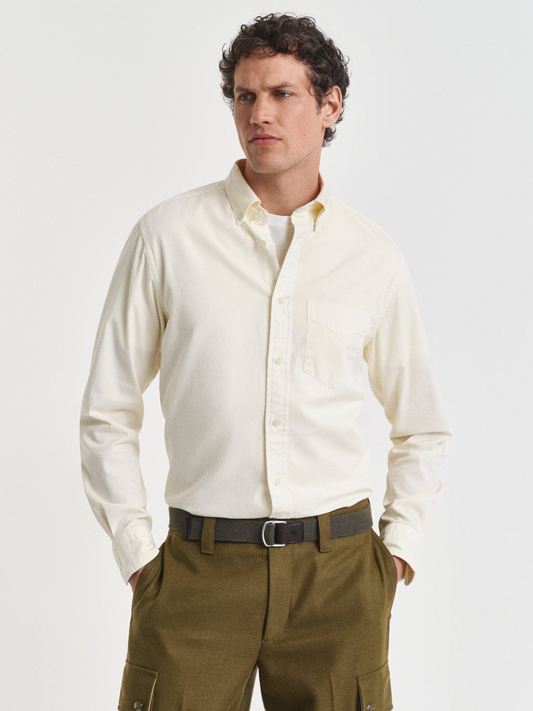 Gant Men Cream Solid Collar Shirt