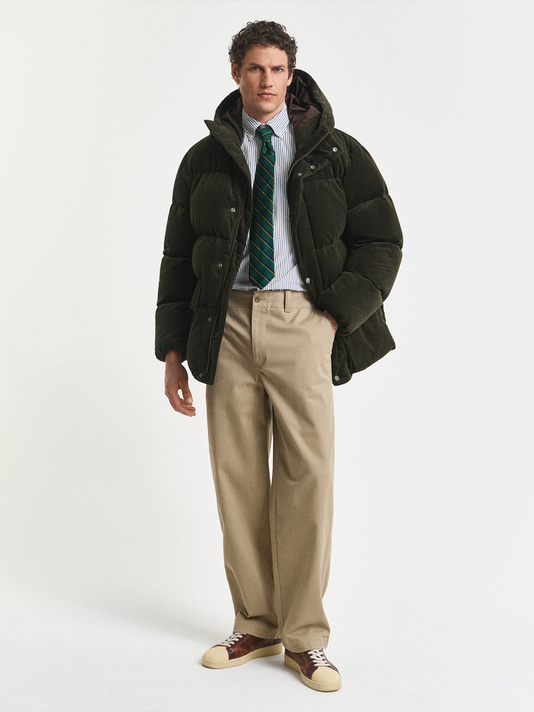 Gant Men Green Striped Collar Shirt