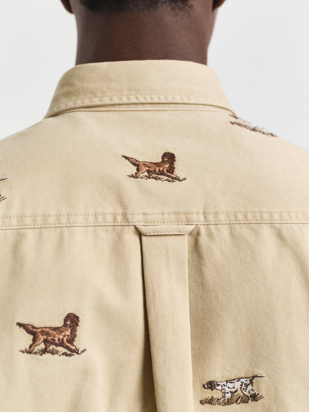 Gant Men Beige Embroidered Collar Shirt