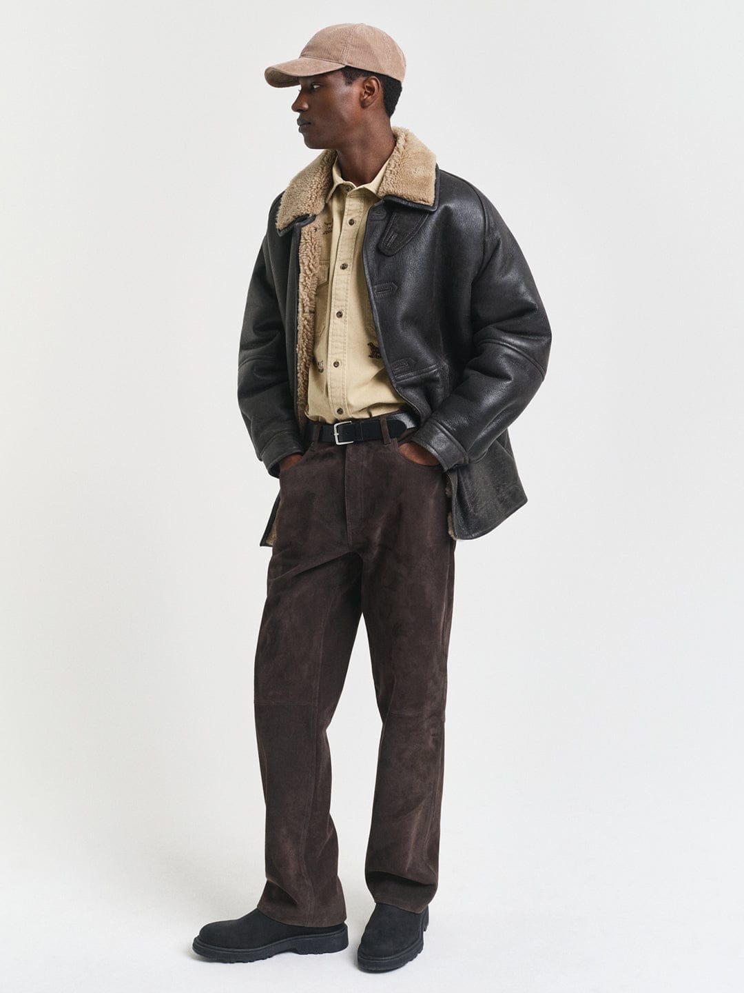 Gant Men Beige Embroidered Collar Shirt