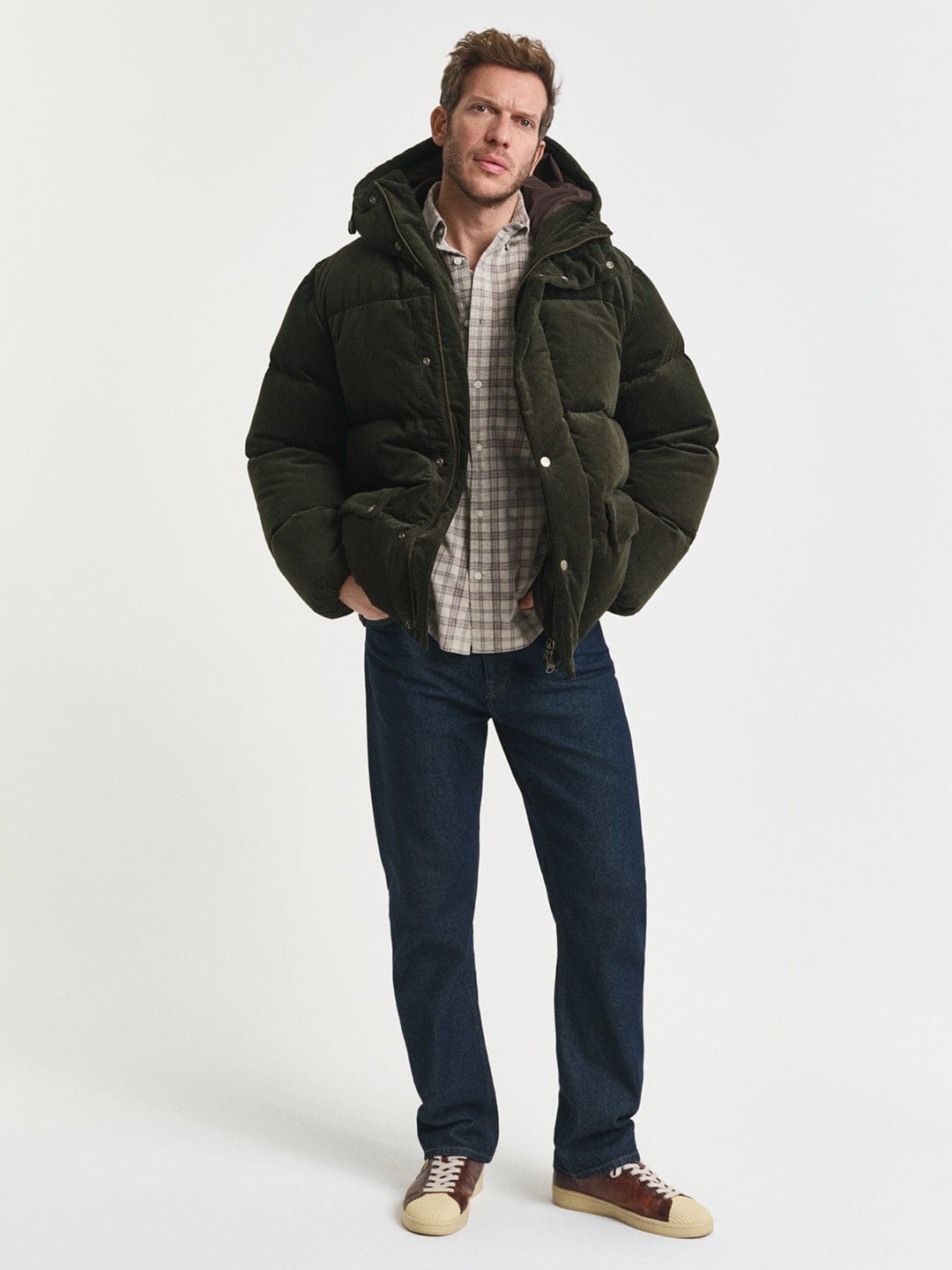 Gant Men Beige Checks Collar Shirt